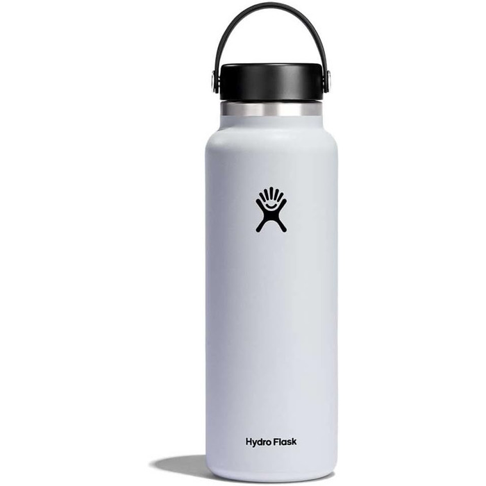 HYDRO FLASK - 1180ml (40oz) Water Bottle - Insulated Stainless Steel Water Bottle - Sports Bottle with Leak-Proof Flex Cap Lid & Strap - Dishwasher-Safe Thermos - Wide Mouth - White