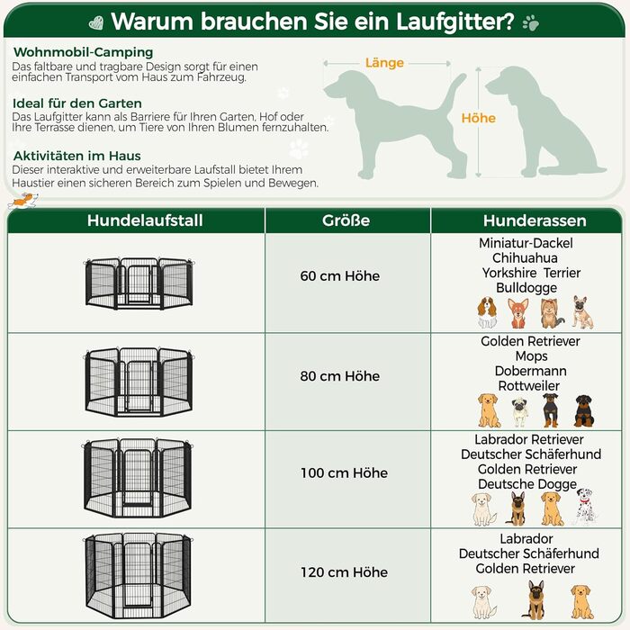 Yaheetech 100cm Foldable Dog Playpen - 6 Panel, Freestanding Kennel for Dogs - Indoor & Outdoor Use, Tool-Free Assembly