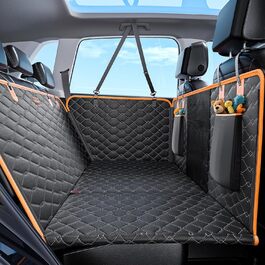 Joejoy Car Seat Cover for Dogs - Waterproof & Scratch-Resistant Back Seat Cover with Hard Bottom & Safety Belt - Black