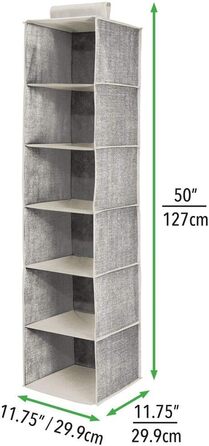 mDesign висувний тканинний шафа з поліестеру – 6 полиць – підвісний шафа для спальні – ідеально підходить як вішалка для одягу, ременів, клатчів – сірий та чорний (Чорний / Кремовий)