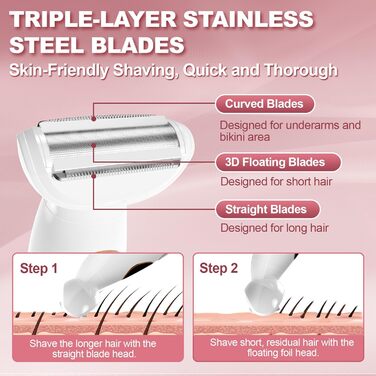 Електричний жіночий тример 5-в-1: для тіла, обличчя, брів та носа. Вологостійкий (IPX7) з USB-станцією.