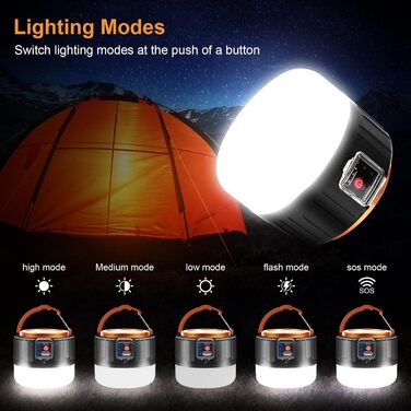 Flintronic 2 Pack Camping Lantern, Solar LED Camping Lantern USB Rechargeable with Remote Control, 5 Brightness Levels SOS Flashing Modes with Power Bank, Emergency Kit for Outdoor Hiking Camping Emergency Outdoors