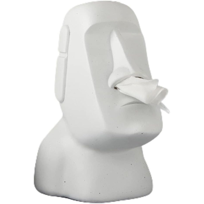 BIOSA Moai Tissue Box, Easter Island Tissue Box, Moai Cosmetic Tissue Box for Kitchen Bathroom Bedroom - 25x16.5x18cm
