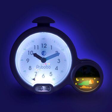 Pabobo Kid Sleep - Alarm Clock - Educational Children's Alarm Clock Day / Night Light - Dual Display and 3 Alarms to Choose From - Works on DC or Batteries – Grey
