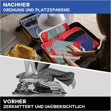 Набір компресійних органайзерів для валізи та рюкзака 5 шт. червоного кольору - ідеальний органайзер для подорожей