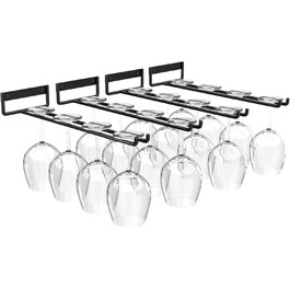 Підставка для келихів вина Jiplomn (4 шт.) - органайзер для підвішування під шафу, металева, для кухні, бару та декору