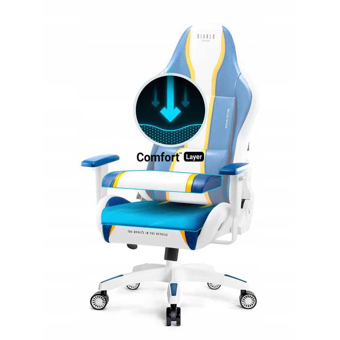 Ігрове крісло Diablo Chairs X-One 2.0, екошкіра, біле