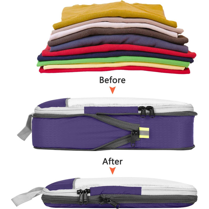 Органайзери для валізи Gonex (6 шт., зелений/фіолетовий) - набір кубиків для пакування