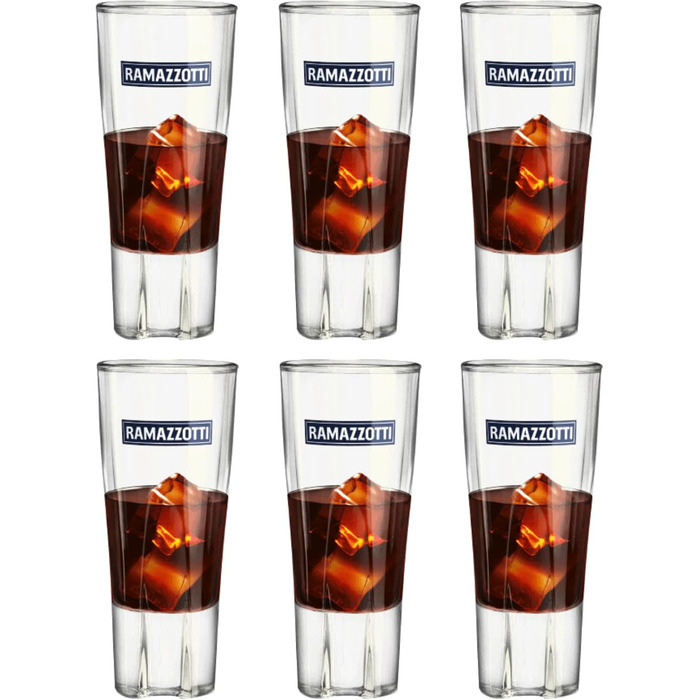 6 x Ramazzotti Liqueur Glasses, Herbal Liqueur, Long Drinks, Cocktails