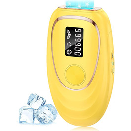 Пристрій для епіляції IPL з охолодженням, 5 рівнів потужності, 999,900 імпульсів світла, для жінок та чоловіків, обличчя, під пахвами, ноги, тіло (білий, золотий)