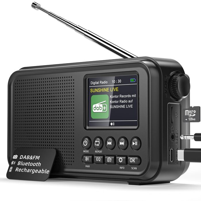 Портативне DAB/FM радіо з Bluetooth, екраном 2.4