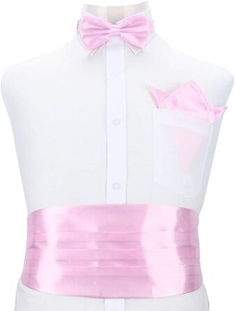 Комплект підтяжок та краватки-метелика з нагрудною хусткою для смокінга, рожевий – 3 шт.