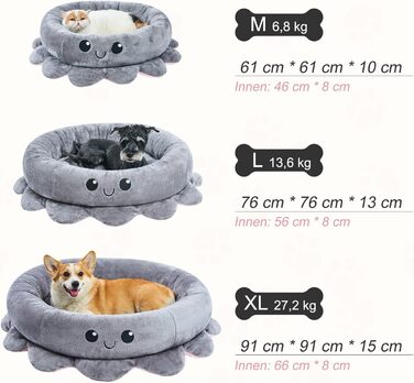 Кругле ліжко для собак та котів Jiupety Boho, рожеве/сіре, XL/M, знімний коврик, ліжко-антистрес для великих собак
