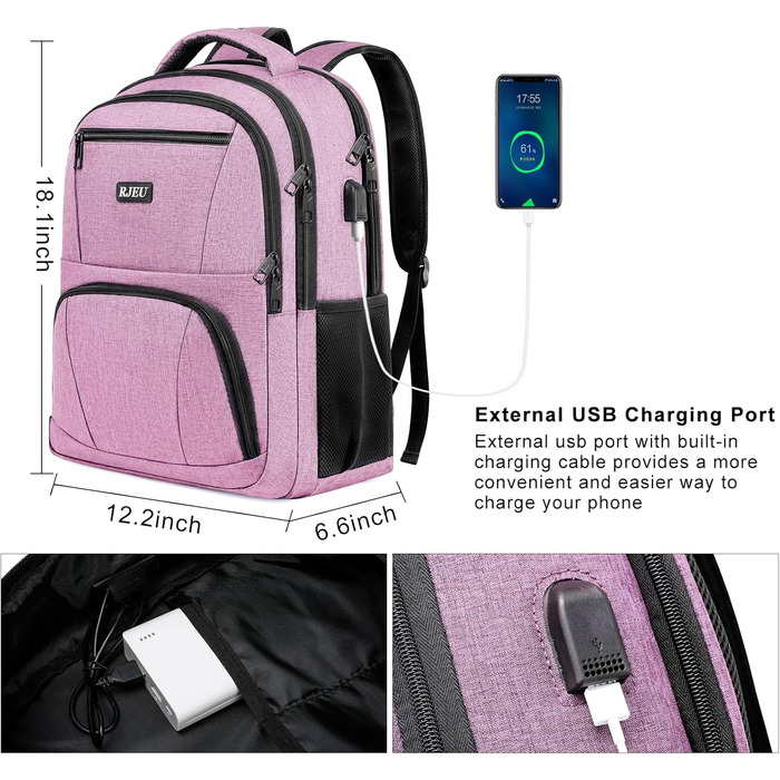 Рюкзак RJEU для дівчат та підлітків, шкільний рюкзак з відділенням для ноутбука 15.6