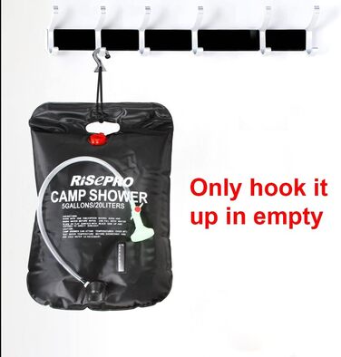 Соняшний душ RISEPRO на 20 літрів (5 галонів) з підігрівом до 45°C - для кемпінгу, подорожей, піших прогулянок та альпінізму