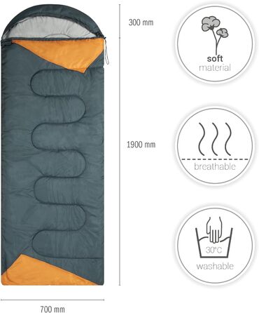 Paco Home Sleeping Bag - Washable, Breathable, for Adults & Kids - Camping & Travel Sleeping Bag (220x70x6cm)