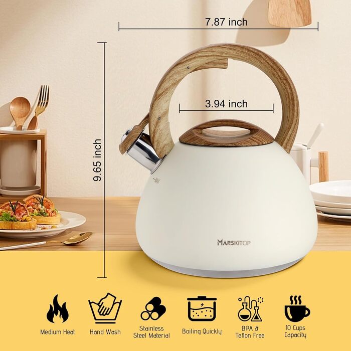 Чайник заварний з нержавіючої сталі Teekessel Pfeifende для плити та індукції, 2.5 л, зелений