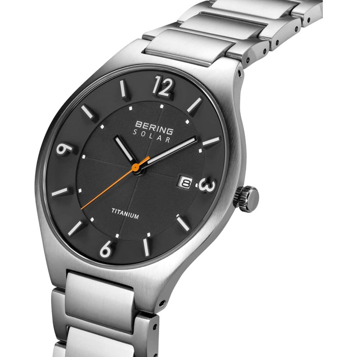 Годинник Bering чоловічий Solar | Сонячний годинник на соняхах, 40 мм, корпус та циферблат з нержавіючої сталі, браслет Milanaise, сапфірове скло, 5 ATM, 14440 (14440-777)