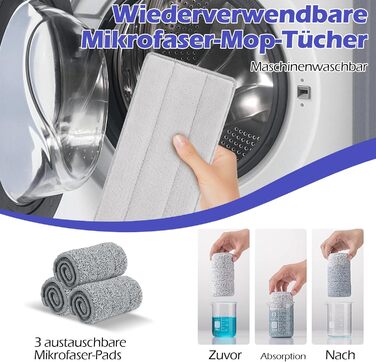 Набір для миття підлоги з відром, вичавлювач для швабри, 2 в 1, швабра-моп з регульованою ручкою з нержавіючої сталі та 6 мікрофібрових насадок, підходить для плитки та ламінату (швабра з відром: блакитний + синій)