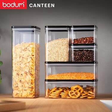 Набір контейнерів для зберігання Bodum CANTEEN 12 шт. з чорними кришками, BPA-free, для мийки в посудомийній машині, прозорі, штабельовані