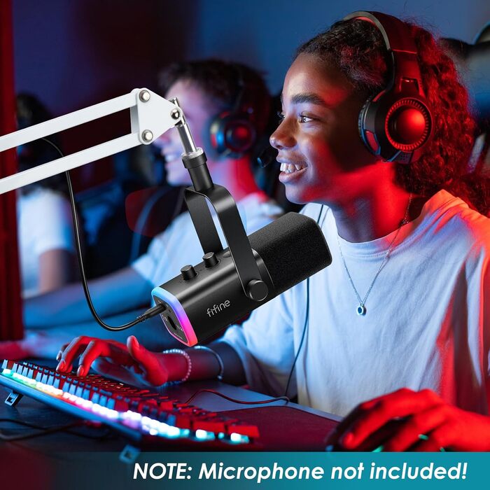 Кріплення для мікрофона FIFINE AM8 (білий) - кріплення-кран, штанга для мікрофона, сумісне з FIFINE Recording XLR/USB мікрофонами, стійка для настільного мікрофона AM8, адаптер 3/8' - 5/8' від YOUSHARES