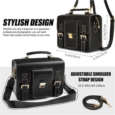 Сумка для камери Cwatcun Kaeratasche: водонепроникна, сумісна з Canon, Nikon, Sony (чорна)