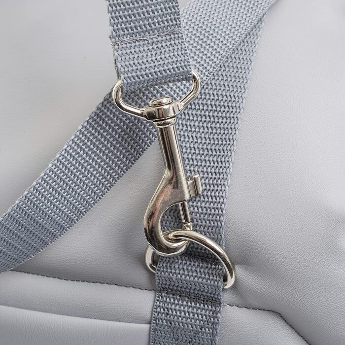 Сумка-переноска для собак та котів | Шкіряна сумка-переноска з карабіном | до 15 кг | Сіра | L 42 x 29 x 33 см