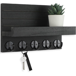 Lwenki Wall Key Holder, Decorative Key and Mail Holder with Shelf has large key hooks for bags, coats – PaulowniaWood Key Hanger with Mounting Accessories (9.7