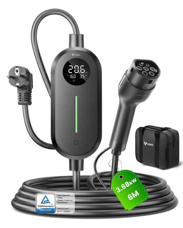 Зарядний пристрій для електромобілів GONEO Typ 2 3.68kW 16A IP66, 6м, 230V з LCD та таймером