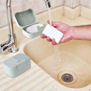 Дві мисочки для мила Dimeho: захисні контейнери для подорожей, блакитний та зелений