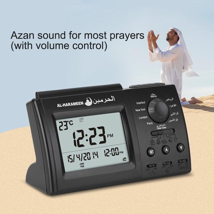 Islamic Azan Alarm Clock, Muslim Table Prayer Clock HA-3006, Digital Muslim Prayer Alarm Athan Islam for Prayer