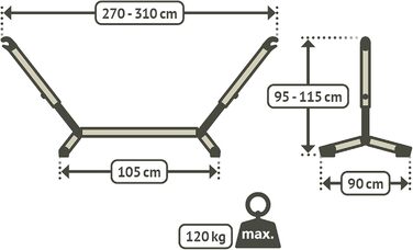 LA SIESTA Nautico Cool Grey - Powder-coated steel hammock stand for single hammocks