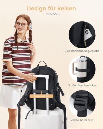 Шкільний рюкзак LOVEVOOK для дівчаток-підлітків, 15.6 дюймів, легкий, з плюшевим брелоком, для школи, середньої школи, світло-жовтогарячий (15.6', Y-чорний)