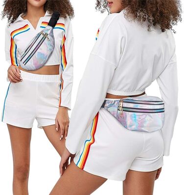 Чоловіча/Жіноча поясна сумка-бананка, водонепроникна, з відділеннями на блискавці, регульований ремінь, срібна