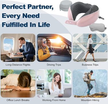 Подушка для шиї Comfy - подорожі літаком, автомобілем, поїздом. З регулюванням, Memory Foam, 3D-маска для сну, підтримка 360°, Rougepuder