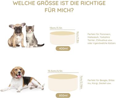 Керамічна миска для собак та котів SpunkyJunky, 400 мл, бежева