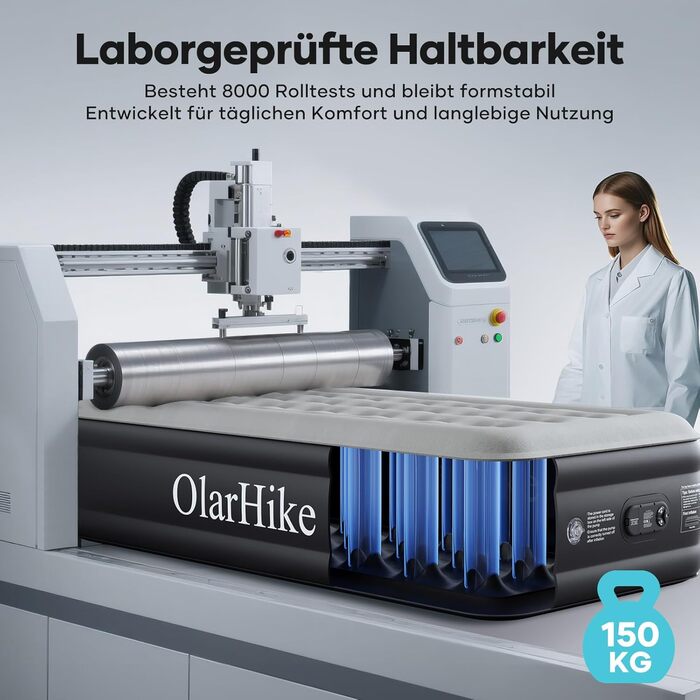 Надувний матрац OlarHike для кемпінгу та дому - 200x90x46 см, самонадувний, з помпою, 1-місний XL