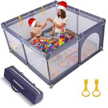 PERSEVERANCE Playpen Baby 127x127cm, Baby Safety Gate with Breathable Mesh, Protective Barrier, Crawling Fence for Children, Safety Play Area