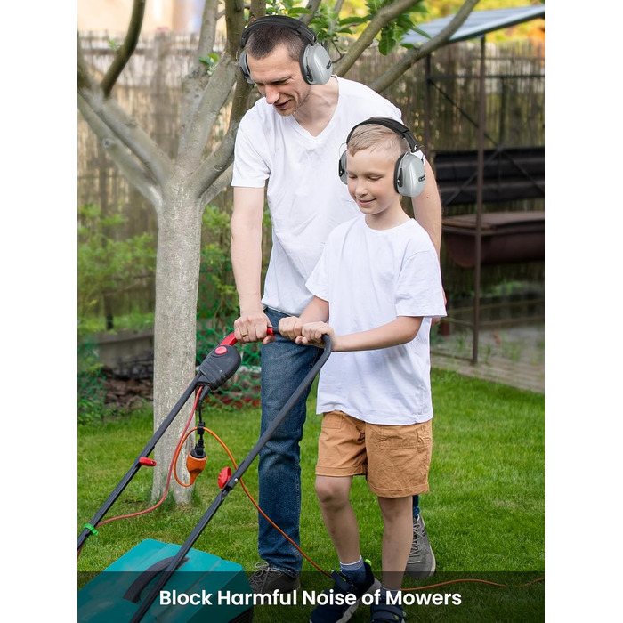 Захисні навушники Dr.meter SNR 31dB, наголов'я, регульовані, комфортні для дорослих, складаються, шумоізоляція для будівництва, саду (сірі)