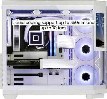 Корпус для ПК Mars Gaming MC-U3 ATX XL, білий, 3 ARGB вентилятори 120мм, загартоване скло, LCD-дисплей (MC-3T CORE LCD)