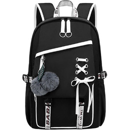 Шкільний рюкзак для дівчаток, водонепроникний, з брелоком, для 3-6 класів, чорний