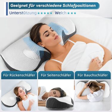 IDEA Pillow for Neck Pain, Orthopedic Memory Foam Pillow, Ergonomic Pillow for Optimal Support, Anti-Snoring Pillow for Side, Back & Stomach Sleepers