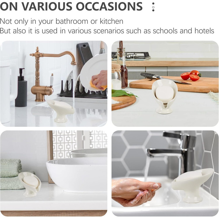 Керамічна мильниця Umlaca з самостійним осушенням, у формі листка, вінтажний дизайн, для кухні, ванної кімнати, душу, білий мармур