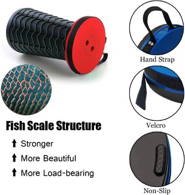 FIEMACH Portable Folding Stool, Second Generation Mini Telescopic Stool Lightweight Camping Stool for Outdoor Camping Fishing BBQ Indoors Kitchen, Load Capacity 397 lb (Red)