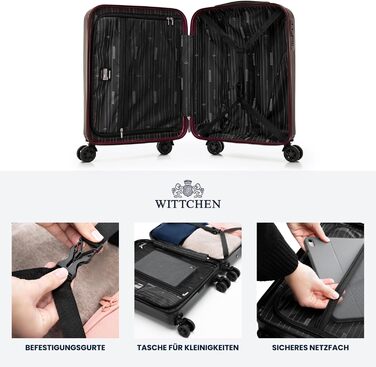 WITTCHEN Skyspeed Line - Великий валіза на колесах, жорсткий корпус ABS, телескопічна ручка, комбінаційний замок, 4 колеса, каштанового кольору. Підходить для авіакомпаній Lufthansa, Eurowings, Ryanair, Condor.
