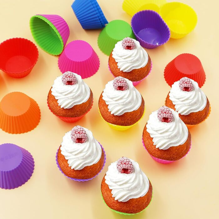 28 Формочки для мафінів з силікону, 6 типів, багаторазові, антипригарні, для випічки, кольорові