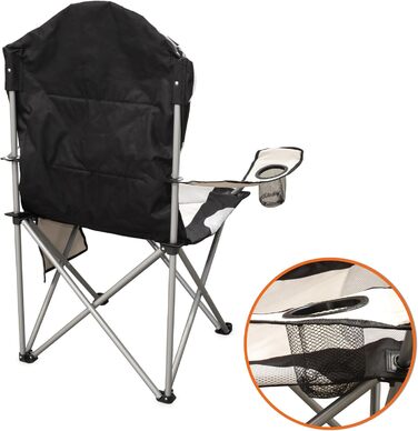 Крісло кемпінгове Spetebo XXL Deluxe бежеве, до 150 кг - широке, зручне, стабільне