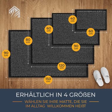 Килимок для входу Schmutzfangmatte антрацит 90x150 см, водовідштовхувальний, міцний, для видалення бруду та вологи