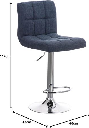Peru 2-Piece Bar Stool Set with Fabric Upholstery - Swivel, Adjustable Height, Chrome Finish | Blue