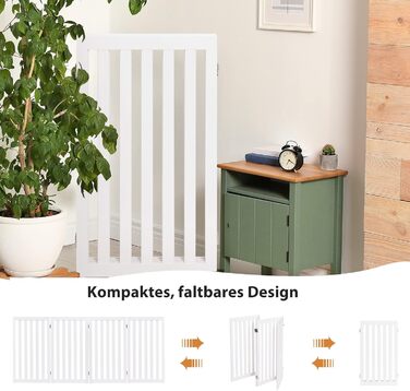 Захисний бар'єр для собак Costway, 89 см, 4 панелі, дерев'яний, розкладний, для дітей, захист від сходів, білий